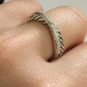 USED David Yurman crossover DIAMOND ring  5mm band  size 8