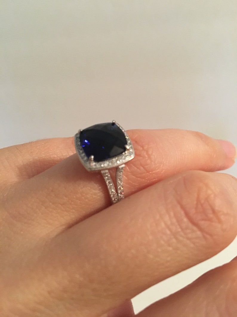 Cocktail Ring Blue Sapphire Ring Cushion Sapphire Ring September Birthstone Ring Cushion Sapphire Ring Sapphire Engagement Ring