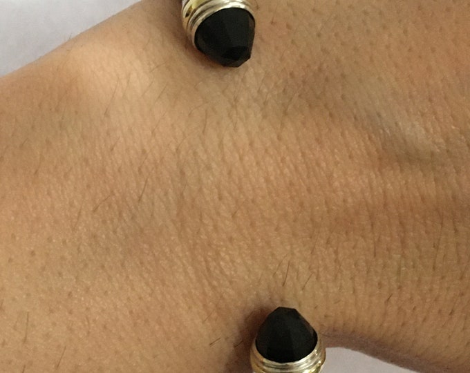 David Yurman 7mm Classic Black Onyx Bracelet, 925 Sterling Silver & 14K Gold Size Medium