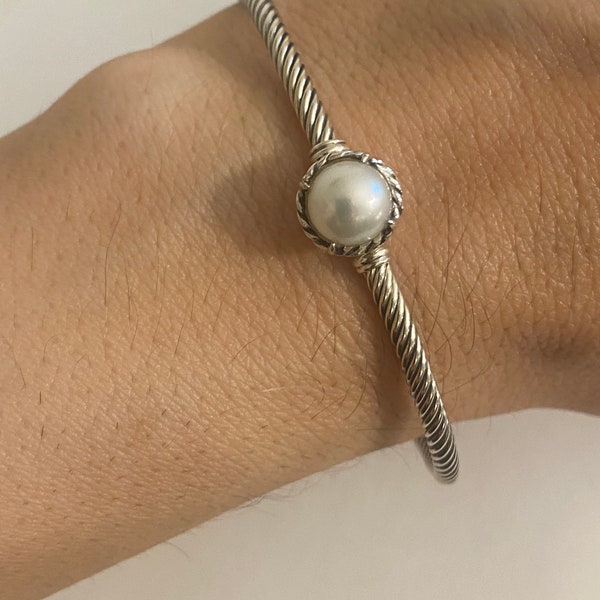 David Yurman Pearl chatelaine Bracelet  925 Sterling Silver Size Medium
