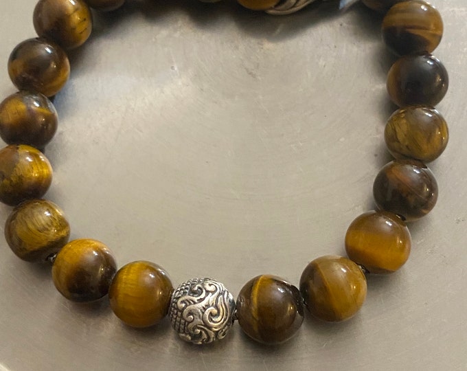 Used David YURMAN Men WAVE  beaded bracelet Tiger Eye , Beaded Bracelets,