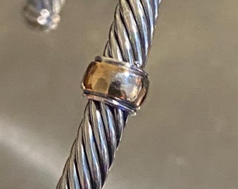 Pulsera David Yurman, 4 mm, plata de ley 925 y oro, talla mediana, COLECCIÓN clásica