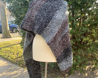 Hand Made Bulky Shawl, A Shawl, Wrap Shawl, Teddy Shawl, Cosy Shawl, Crochet Shawl