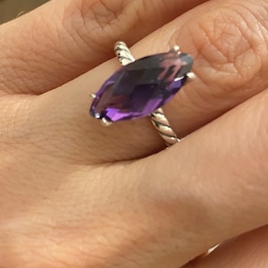 中古 David YURMAN マーキス アメジスト 宝石リング サイズ 7
