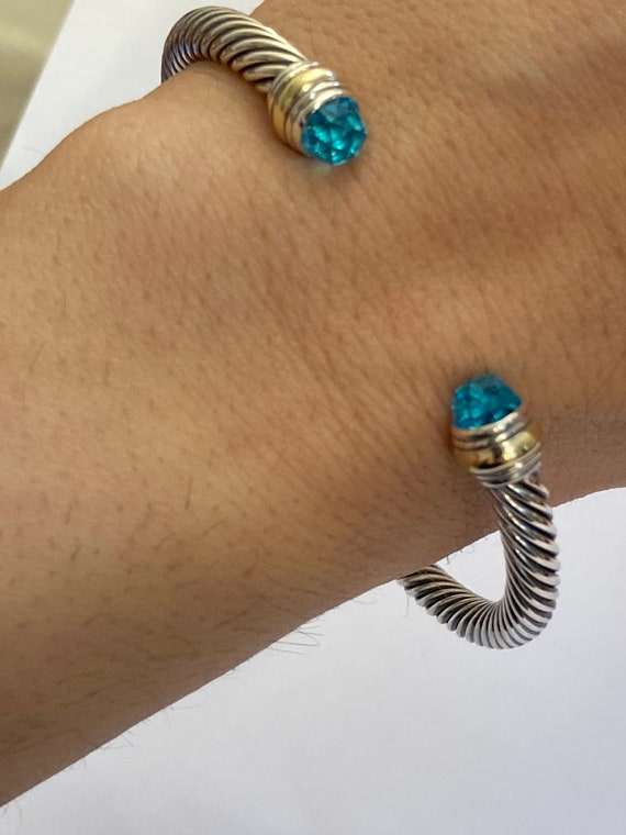 Previously Used David Yurman Cuff Bracelet 5mm blue Topaz Large View 3