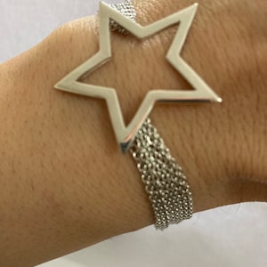 925 Sterling Silver Beautiful Star Bracelet With Silver