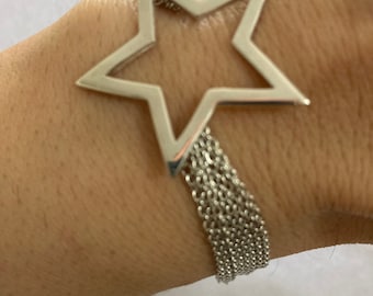 Sterling Silver Star Bracelet, Multi Chain