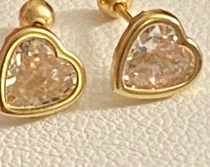 Gold Stud Earrings, Heart Shape Studs Earrings , 14Karat Stud Earrings, Minimalist Earrings,  Heart Earrings