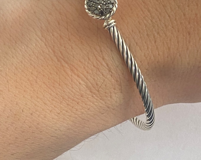 David Yurman Black Diamonds  Chatelaine Bracelet 3mm Band Size Medium