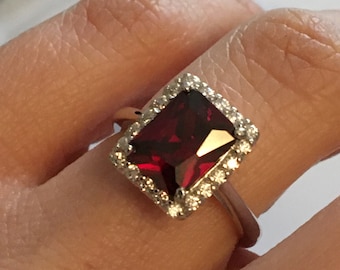 July Birthstone Ring, Cocktail Ring, Rectangular Shape  Ring, Vintage. Style Ring,