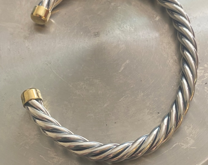 Previously Used David Yurman  Bracelet,6mm, 925 Sterling Silver & 18K Gold Size Caps