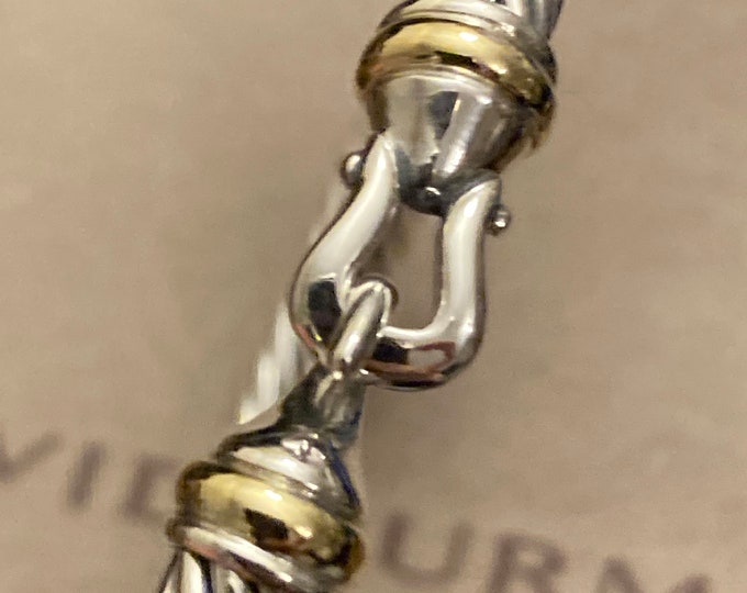 previously used David Yurman Buckle Bracelet,5mm, 925 Sterling Silver & 18K Gold Size SIZE LARGE