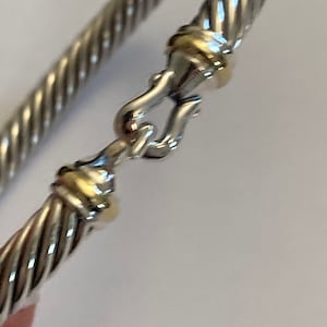 David Yurman Sterling Silver 18K Gold Buckle Cable Bracelet 5mm (Large)