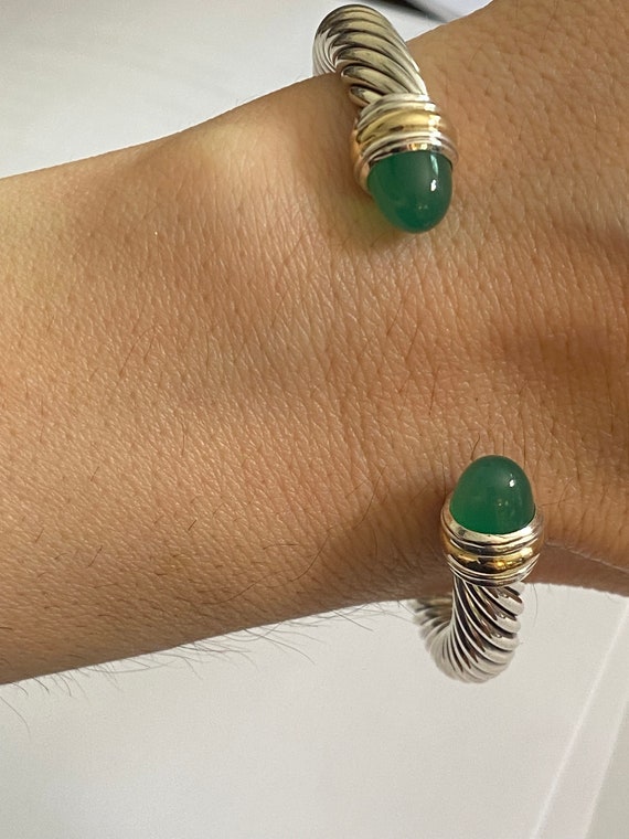 David Yurman 7mm Classic GREEN Onyx Bracelet 925 Sterling Silver 14K Gold Size MEDIUM Etsy
