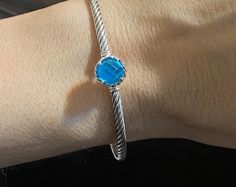 David Yurman chatelaine Bracelet Blue Topaz 925 Sterling Silver Size Medium