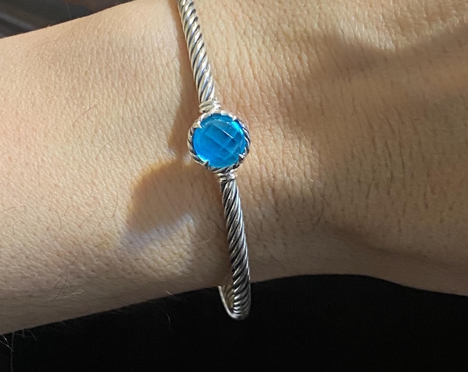 David Yurman chatelaine Bracelet Blue Topaz 925 Sterling Silver Size Medium