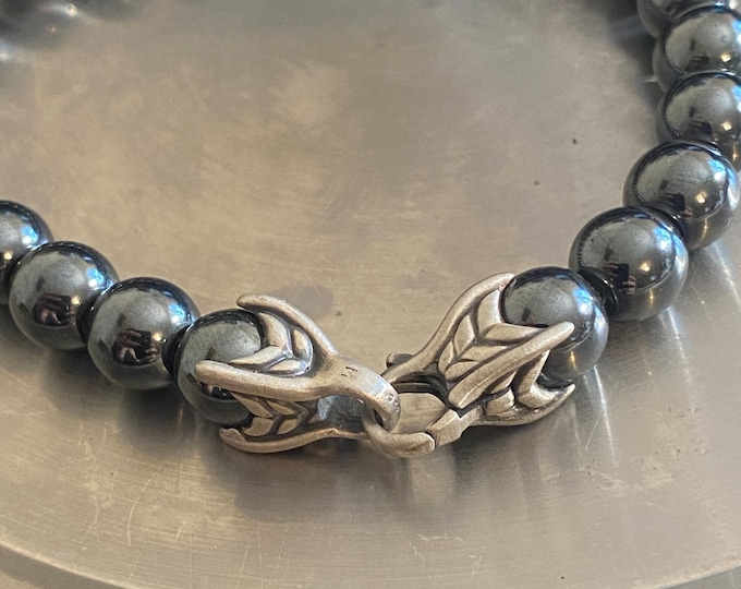 Used David YURMAN Men beaded bracelet Hematite, Beaded Bracelets,8"