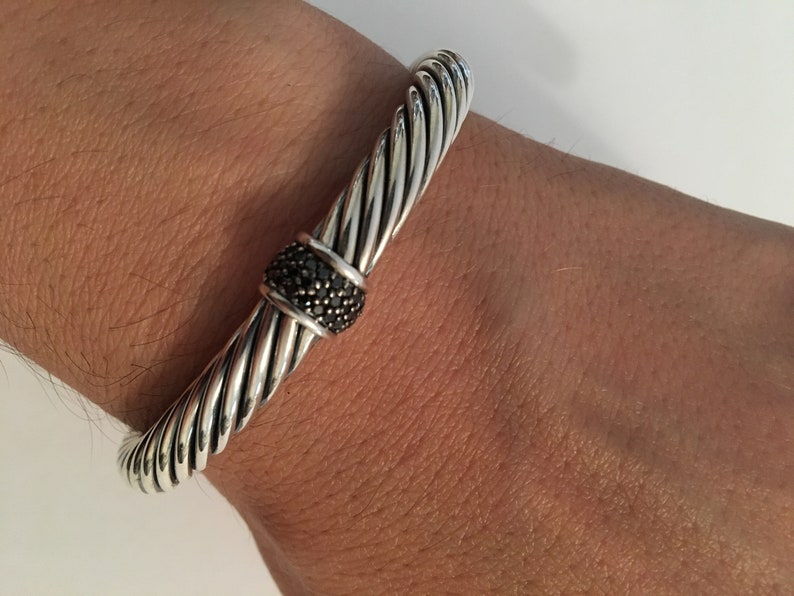 Pre Owned David Yurman 7mm Classic Cable Bracelet with Black Etsy