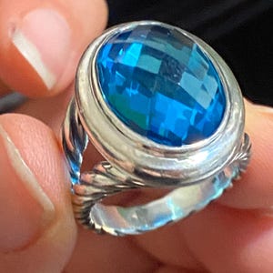 デビッド・ユーマン アルビオン ブルートパーズ 925 スターリングシルバー リング サイズ 7
