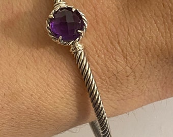 David Yurman chatelaine Bracelet Amethyst  925 Sterling Silver Size Medium