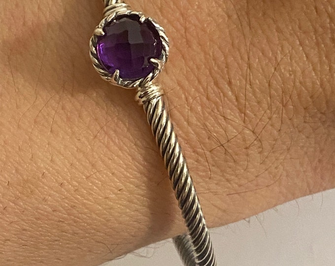 David Yurman chatelaine Bracelet Amethyst  925 Sterling Silver Size Medium