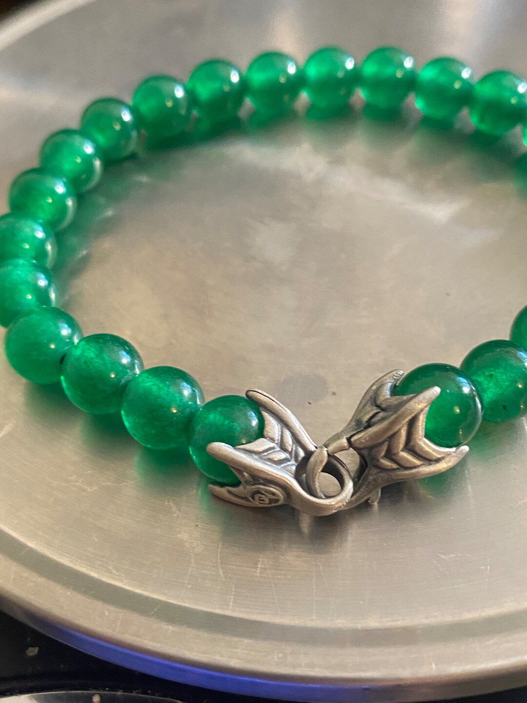 USED David YURMAN Men Beaded Bracelet Green Onyx Etsy