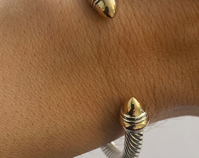 David Yurman Cable classic   Bracelet,5mm 925 Sterling Silver & 14K Gold Gold Dome