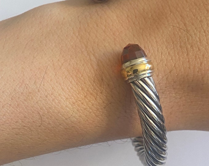 Used David Yurman Cable Classics  Garnet Bracelet  , Cable Classics Cuff Mixed Metal Bracelet, Garnet