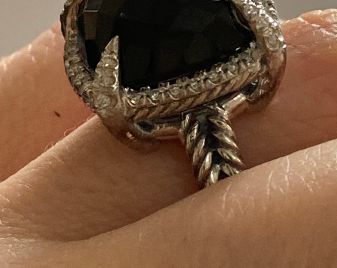 David Yurman chatelaine Black Onyx 14mmx14mm & Diamonds Size 7