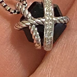 David Yurman WRAP Diamond ONYX necklace Pendant 10mm