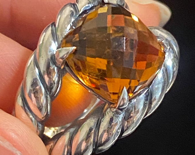 David Yurman Cable Citrine Ring  Size 8.