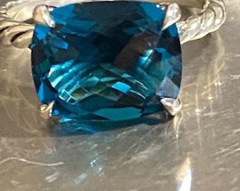 Pre Owned David Yurman BLUE TOPAZ. 12mmx10mm  Ring  Size 7
