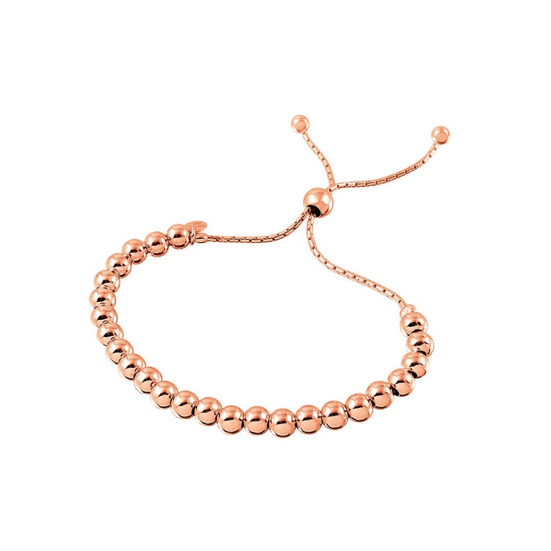7.9mm Nickel Free Metal /& Rhodium Graduated 3.8 925 Sterling Silver Rhodium Plated Adjustable Lariat Beaded Bracelet