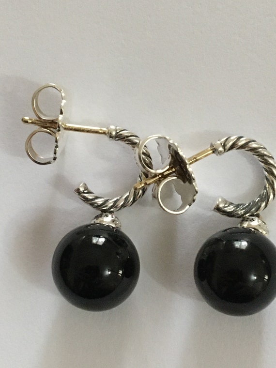 David Yurman solari Onyx  Earrings 10mm onyx pear… - image 6