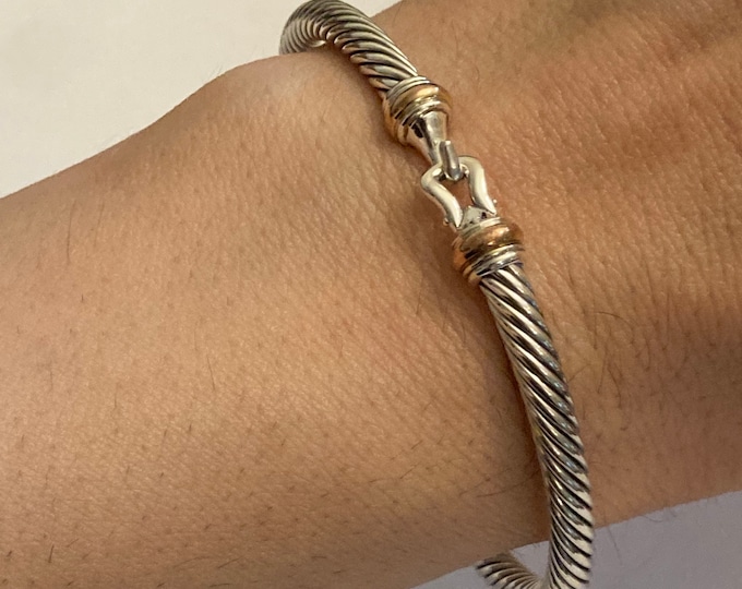 Previously USED David  Yurman  925 SS 4mm a buckle BRACELET & Rose Gold