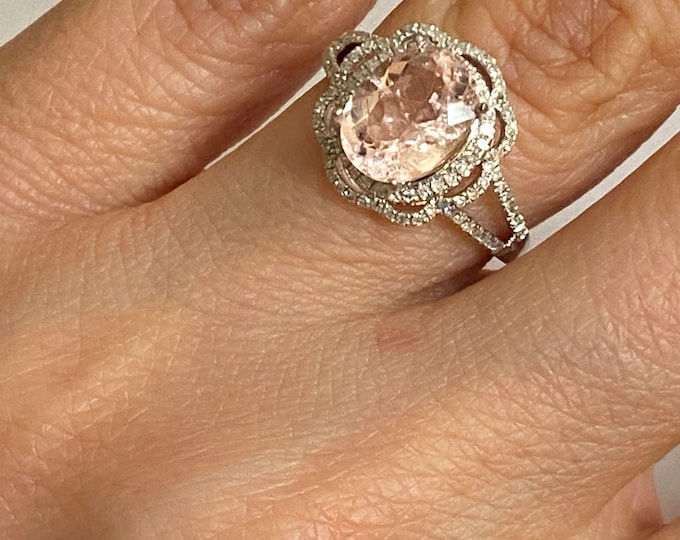 1.86ct Morganite & Diamond Ring, Natural Morganite and Diamond Ring