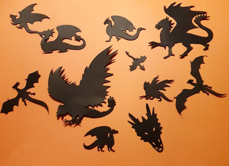 Dragon Die Cut Silhouette Assorted Dragons Cutout X 10. Etsy