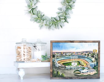 Dodger Stadium Watercolor Print