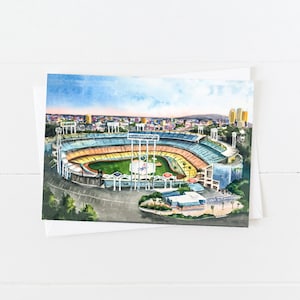 Watercolor Dodger Stadium Blank 5x7 Card