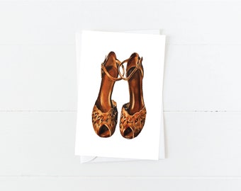 Strappy Brown Leather Shoes Fashion Birthday Card