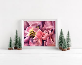 Coral Charm Peonies Watercolor Painting