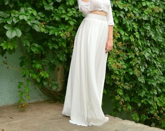 ivory chiffon maxi skirt
