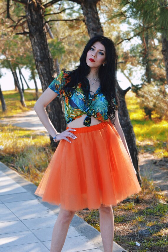orange tulle dress