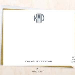 Monogram Personalized Notecard Set /Set Flat Couples Personalized Stationery/Wedding Thank you Cards/Modern Initial notecard/engagement gift