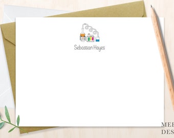 Science Notecard Set / Set of Flat Personalized Stationery for scientist / Thank you  Cards/ Chemistry teacher gift/ science lab/test tube
