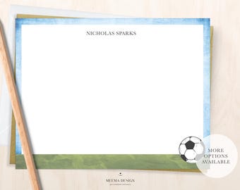 Personalized Soccer Ball Notecard Set: Sport Stationery Gift