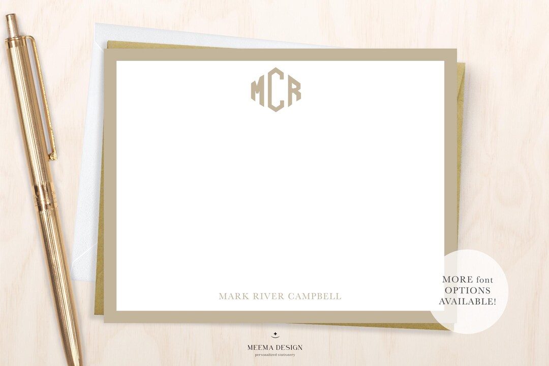 Monogram Notecard Set: Personalized Stationery, Wedding Thank You Cards ...