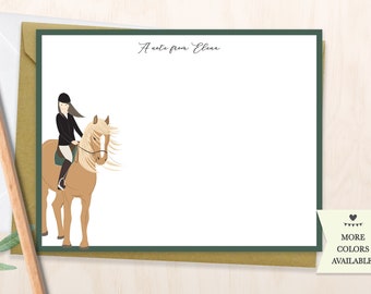 Horseback riding Personalized Notecard Set /Set of Flat Personalized Horse Stationery /Thank you Cards/Horse lover gift/ gift for rider