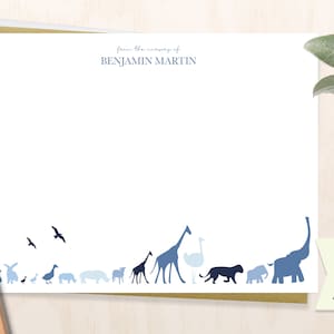 Personalized Animal parade Notecard Set /Set of Flat various animals Stationery/animal lover gift/Animals/silhouette/newborn gift/babyshower