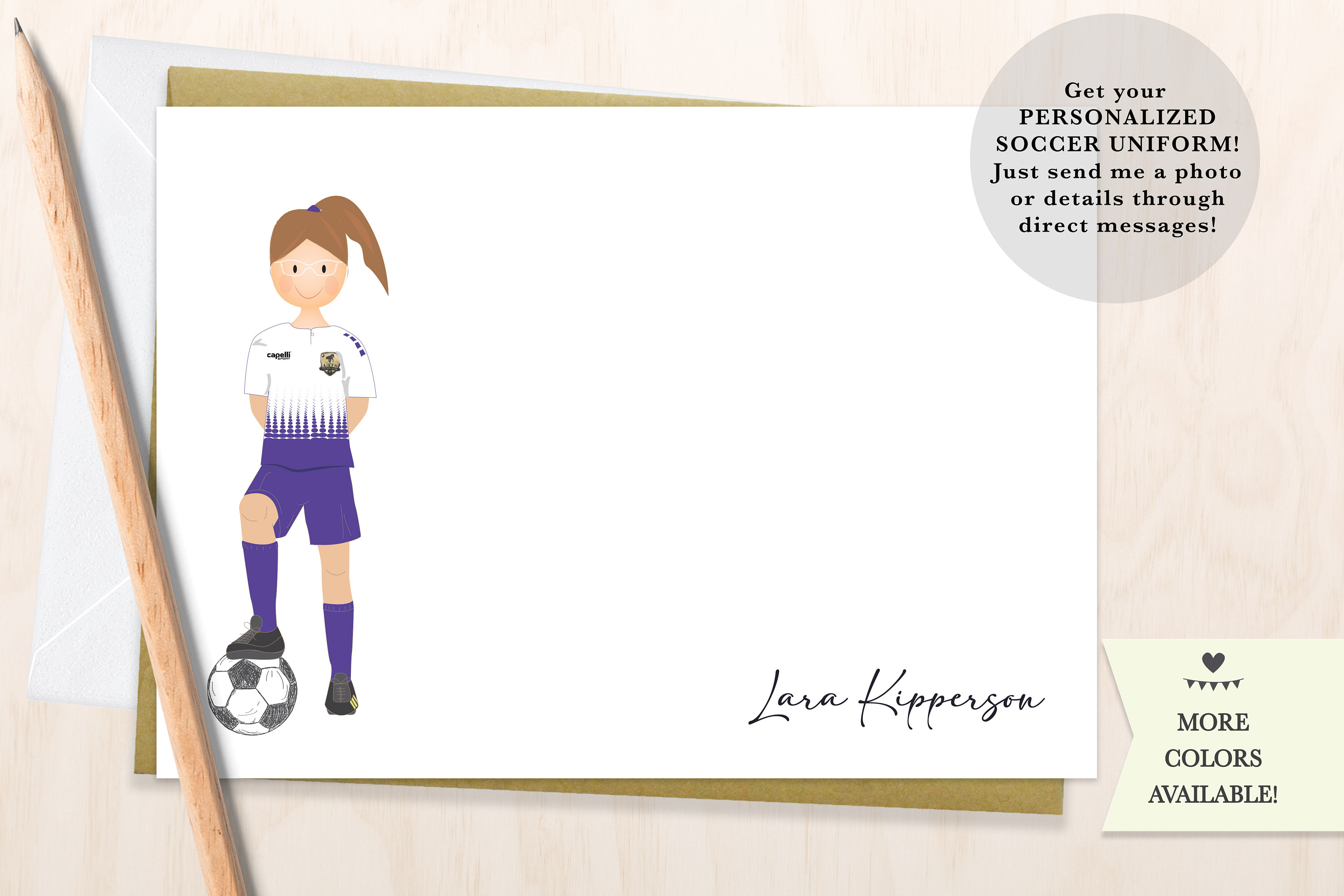 Personalized Soccer Uniform Notecard Set: Kids Stationery